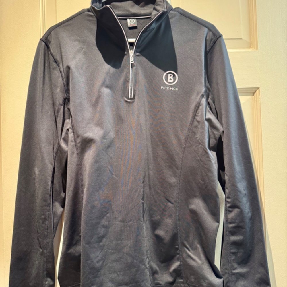 2024 Bogner- Fire+Ice First Layer, 1/4 zip T-Neck Men's-M-Black - Picture 2 of 3